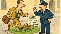 Barzelletta: Takis attraversa l’aiuola, multa sorpresa