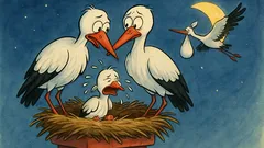 Barzelletta: Un cicognino piange, poi esce di notte