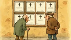 Barzelletta: Due vecchietti e un muro di necrologi
