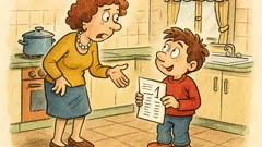 Barzelletta: Pagella in ritardo, mamma?