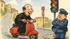 Barzelletta: Un prete in Vespa sfida il semaforo