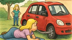 Barzelletta: Una bionda soffia nello scarico