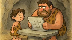 Barzelletta: Un bambino preistorico e la pagella